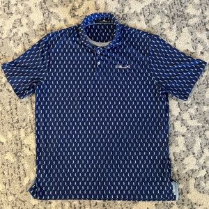 Ralph Lauren Navy Polo with White Lizzard Pattern